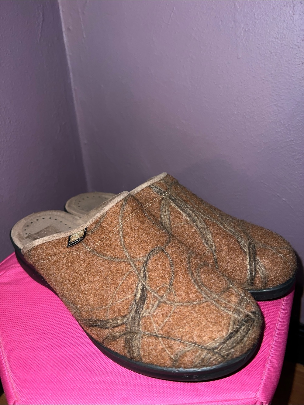 Fly Flot Brown Wool Slip-On Mules